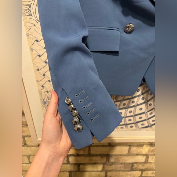 new Veronica Beard gail dickey blazer in lagoon medium blue with silver buttons - Picture 4 of 9